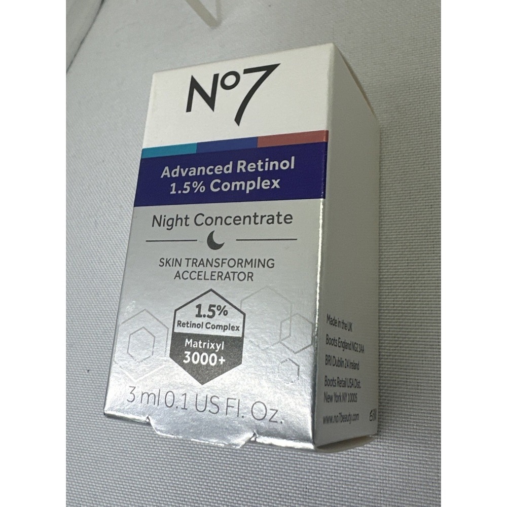 NEW No7 Advanced Retinol 1.5% Complex Night‎ Concentrate 0.1oz 3ml SAMPLE SIZE